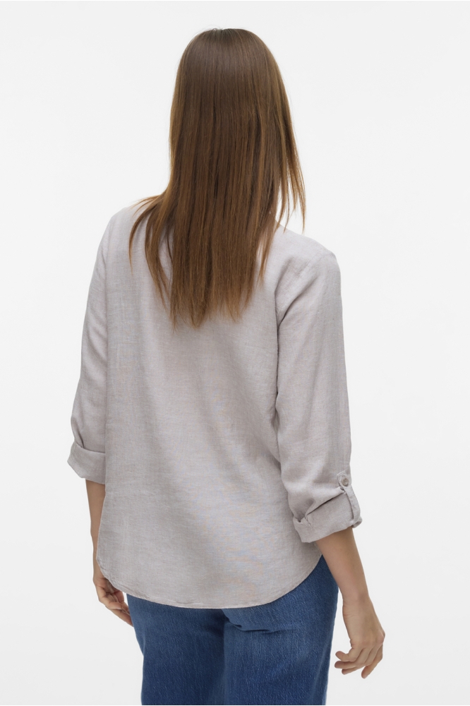 VMLINN LS V-NECK SHIRT WVN NOOS 10323030 MOON ROCK
